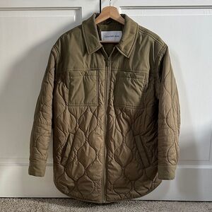 Quilted Olive Shirt Jacket Outerwear